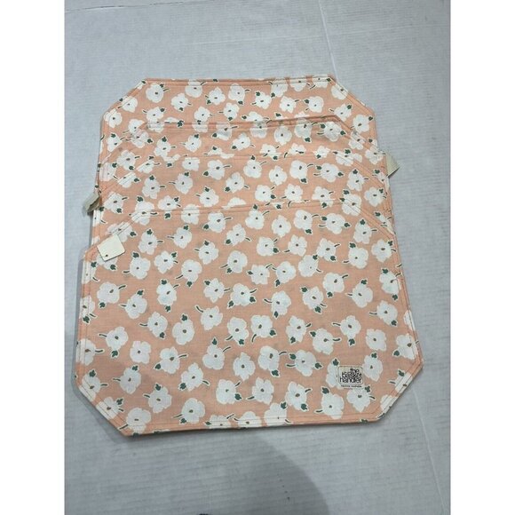 Vintage Embroidered Placemats Appliqué Peach White Floral Set Of 4 - Picture 4 of 9
